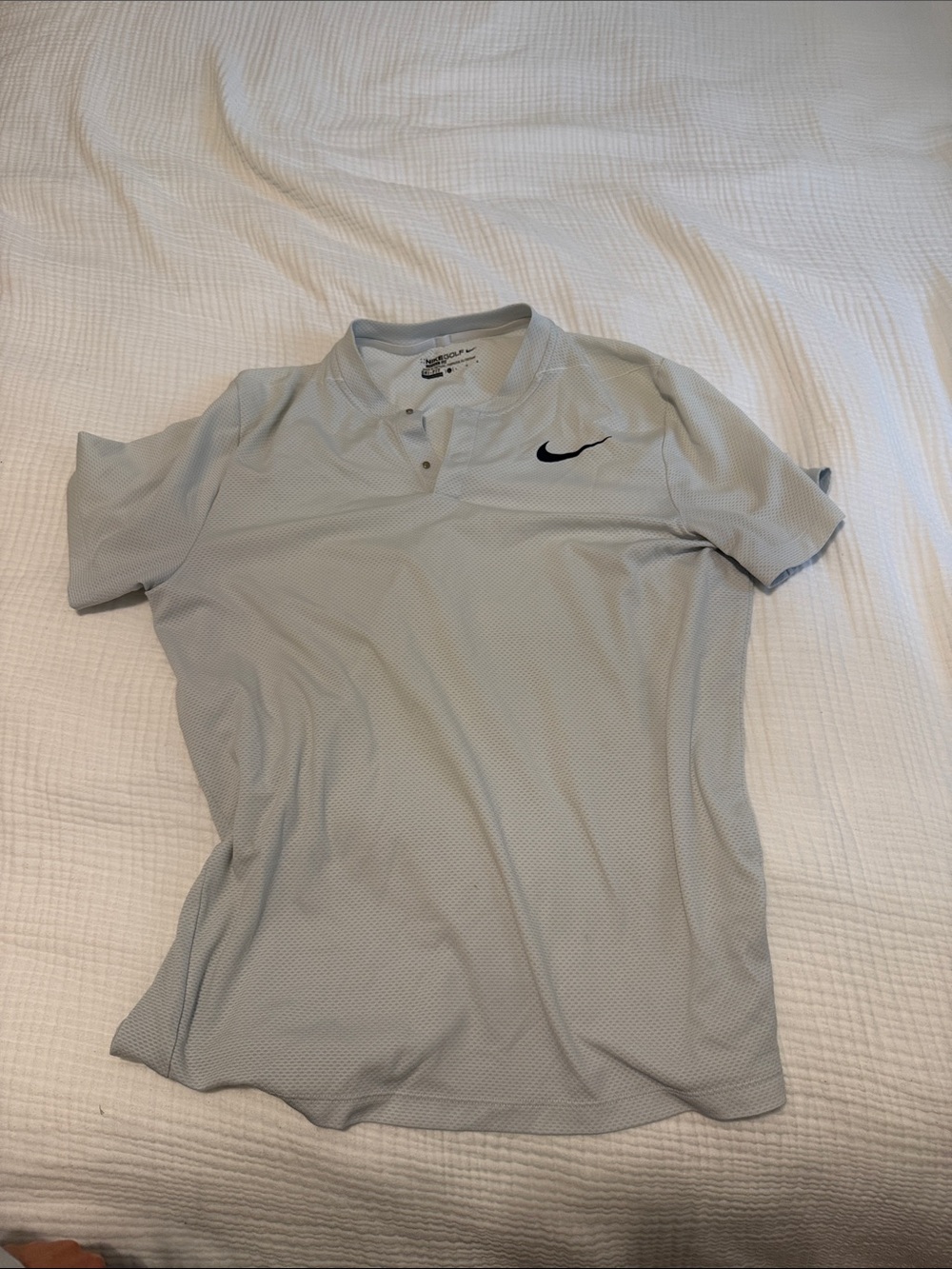 Nike Men’s Light Beige Short-Sleeve Polo with Black Swoosh